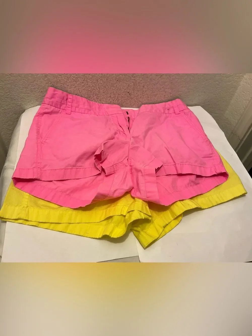 J. Crew Pink and Yellow Women's Bermuda Shorts